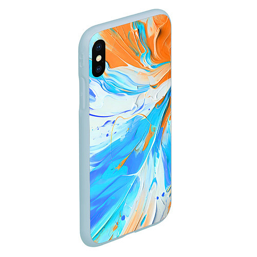 Чехол iPhone XS Max матовый Голубая и оранжевая краска / 3D-Голубой – фото 2