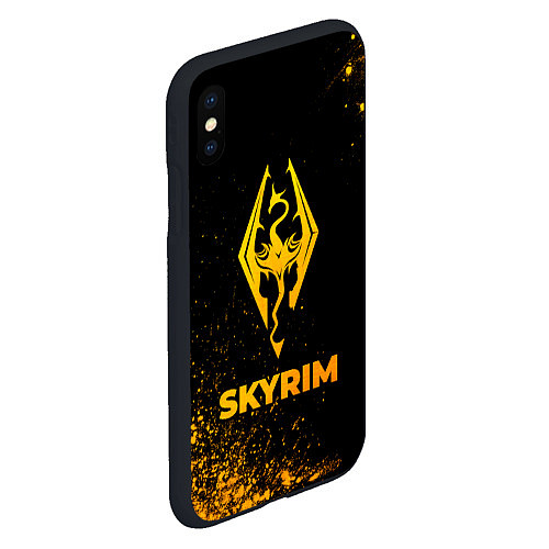 Чехол iPhone XS Max матовый Skyrim - gold gradient / 3D-Черный – фото 2