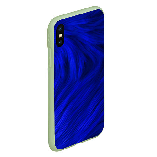 Чехол iPhone XS Max матовый Текстура синей шерсти / 3D-Салатовый – фото 2