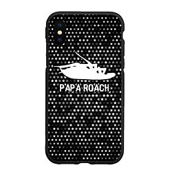 Чехол iPhone XS Max матовый Papa Roach glitch на темном фоне, цвет: 3D-черный