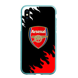 Чехол iPhone XS Max матовый Arsenal fc flame, цвет: 3D-мятный