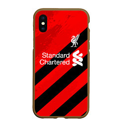 Чехол iPhone XS Max матовый Ливерпуль - красные полосы