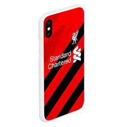 Чехол iPhone XS Max матовый Ливерпуль - красные полосы, цвет: 3D-белый — фото 2