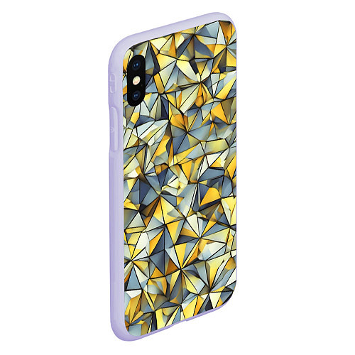 Чехол iPhone XS Max матовый Маленькие золотые треугольники / 3D-Светло-сиреневый – фото 2