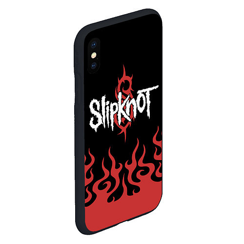 Чехол iPhone XS Max матовый Slipknot в огне / 3D-Черный – фото 2