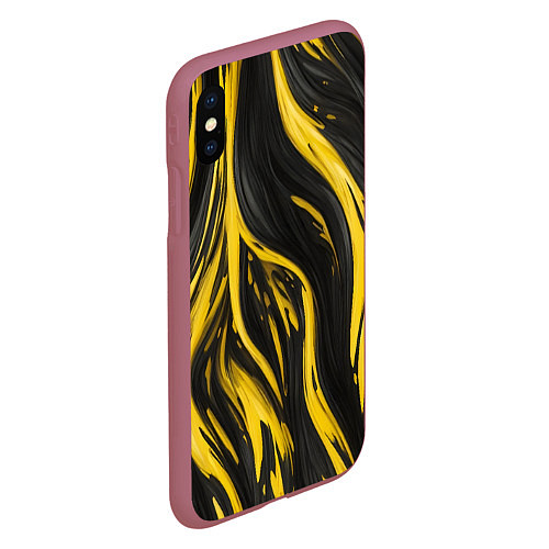 Чехол iPhone XS Max матовый Жёлтая и чёрная краска / 3D-Малиновый – фото 2