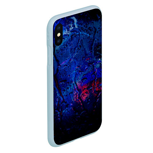Чехол iPhone XS Max матовый Капли воды на стекле / 3D-Голубой – фото 2