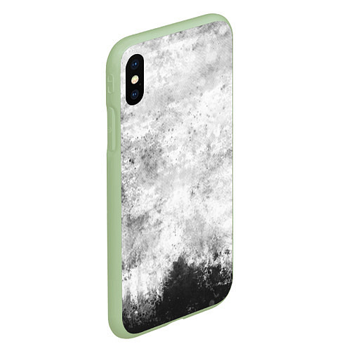 Чехол iPhone XS Max матовый Абстракция - black and white spot / 3D-Салатовый – фото 2