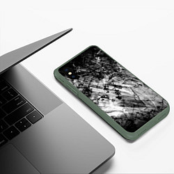 Чехол iPhone XS Max матовый Чёрный мрамор, цвет: 3D-темно-зеленый — фото 2