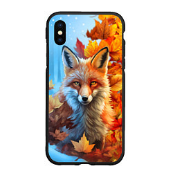 Чехол iPhone XS Max матовый Лиса осень-зима, цвет: 3D-черный