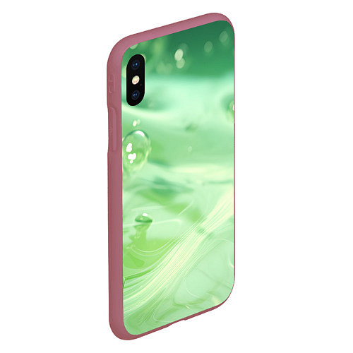 Чехол iPhone XS Max матовый Зеленая вода с пузырями / 3D-Малиновый – фото 2