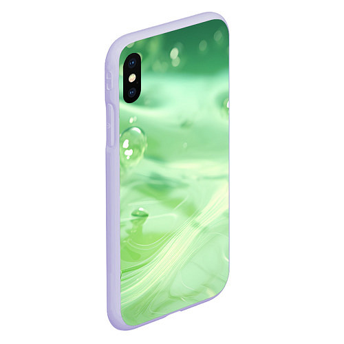 Чехол iPhone XS Max матовый Зеленая вода с пузырями / 3D-Светло-сиреневый – фото 2