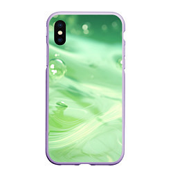 Чехол iPhone XS Max матовый Зеленая вода с пузырями, цвет: 3D-светло-сиреневый