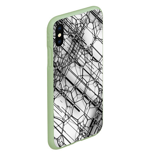 Чехол iPhone XS Max матовый Зеркальные узоры / 3D-Салатовый – фото 2