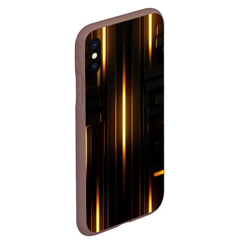 Чехол iPhone XS Max матовый Неоновый узор черное золото стене / 3D-Коричневый – фото 2