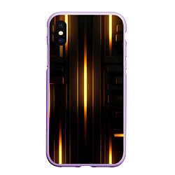 Чехол iPhone XS Max матовый Неоновый узор черное золото стене