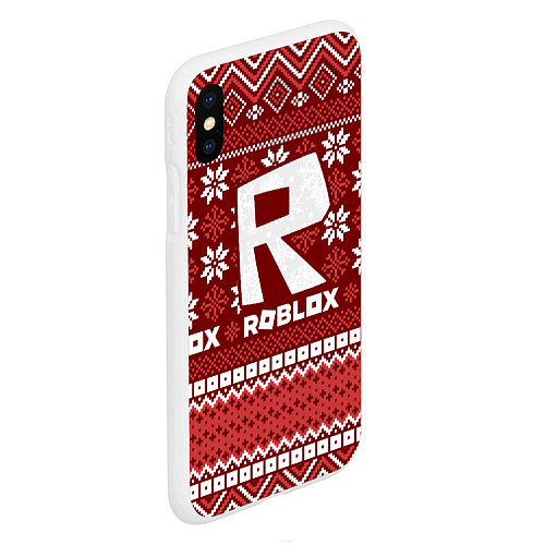 Чехол iPhone XS Max матовый Roblox christmas sweater / 3D-Белый – фото 2