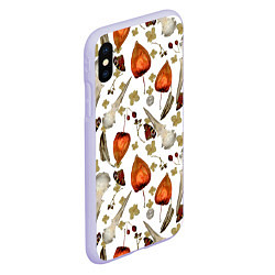 Чехол iPhone XS Max матовый Череп и физалис паттерн, цвет: 3D-светло-сиреневый — фото 2