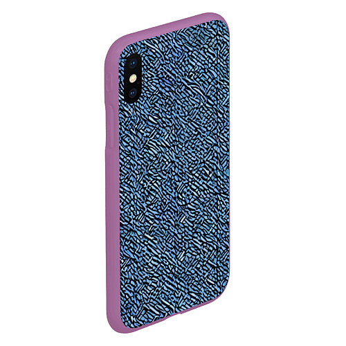 Чехол iPhone XS Max матовый Чёрные и синие мазки / 3D-Фиолетовый – фото 2