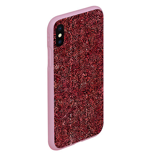 Чехол iPhone XS Max матовый Чёрные и красные мазки / 3D-Розовый – фото 2