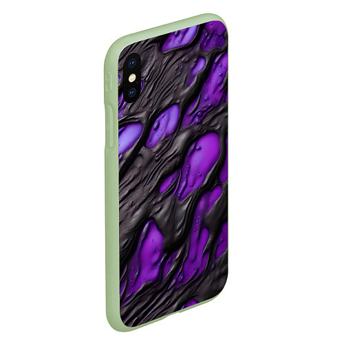 Чехол iPhone XS Max матовый Фиолетовая текучая субстанция / 3D-Салатовый – фото 2