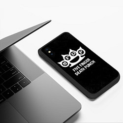 Чехол iPhone XS Max матовый Five Finger Death Punch glitch на темном фоне, цвет: 3D-черный — фото 2