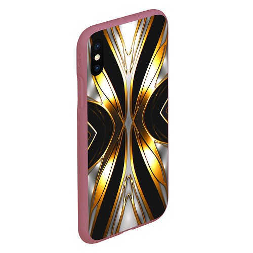 Чехол iPhone XS Max матовый Неоновый узор стальная бабочка / 3D-Малиновый – фото 2