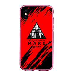 Чехол iPhone XS Max матовый 30 Second to mars краски абстрактные, цвет: 3D-малиновый