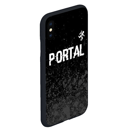 Чехол iPhone XS Max матовый Portal glitch на темном фоне посередине / 3D-Черный – фото 2