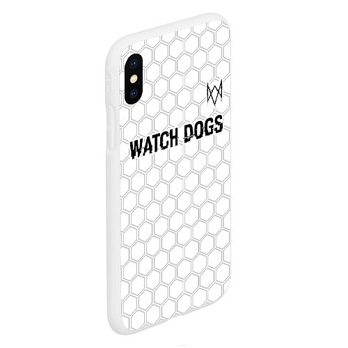 Чехол iPhone XS Max матовый Watch Dogs glitch на светлом фоне посередине / 3D-Белый – фото 2