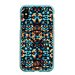 Чехол iPhone XS Max матовый Пиксельный арт, цвет: 3D-мятный