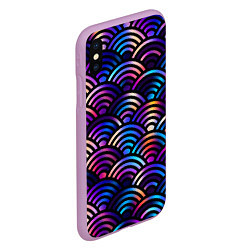 Чехол iPhone XS Max матовый Разноцветные волны-чешуйки, цвет: 3D-сиреневый — фото 2