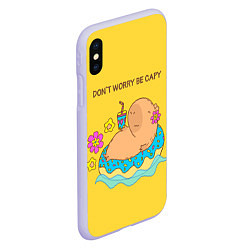 Чехол iPhone XS Max матовый Капибара dont worry be capy, цвет: 3D-светло-сиреневый — фото 2