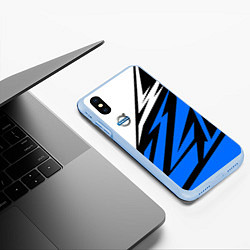 Чехол iPhone XS Max матовый Volvo - white and blue, цвет: 3D-голубой — фото 2