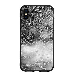 Чехол iPhone XS Max матовый Серый лёд и снежинки