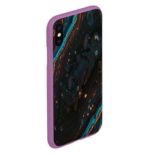 Чехол iPhone XS Max матовый Разводы на нефтяной луже / 3D-Фиолетовый – фото 2