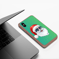 Чехол iPhone XS Max матовый Дед Мороз в очках, цвет: 3D-коричневый — фото 2