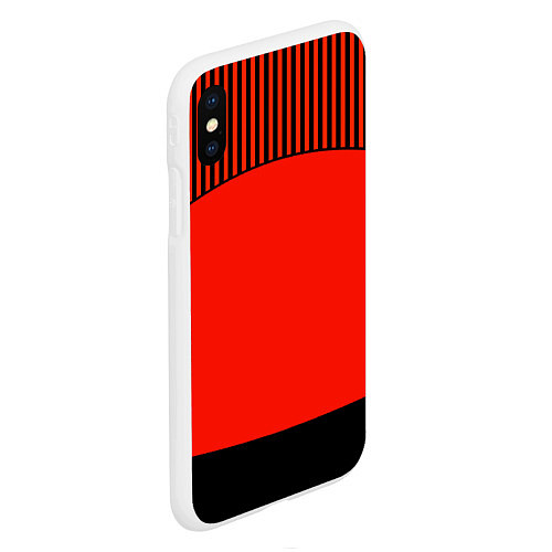 Чехол iPhone XS Max матовый Оранжево черный комбинированный узор в полоску / 3D-Белый – фото 2