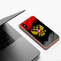 Чехол iPhone XS Max матовый Герб РФ краски спорт, цвет: 3D-коричневый — фото 2