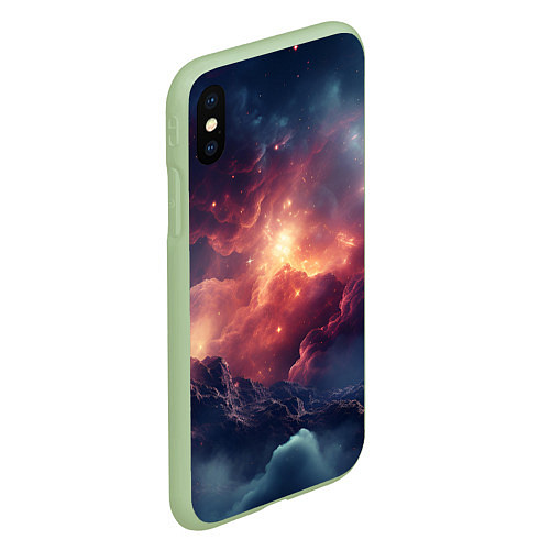 Чехол iPhone XS Max матовый Космические облака / 3D-Салатовый – фото 2