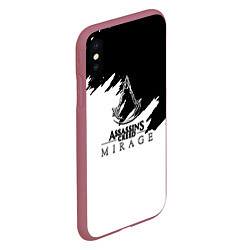 Чехол iPhone XS Max матовый Assassins creed mirage чернобелый, цвет: 3D-малиновый — фото 2