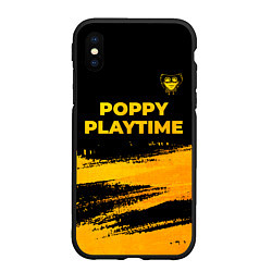 Чехол iPhone XS Max матовый Poppy Playtime - gold gradient посередине, цвет: 3D-черный