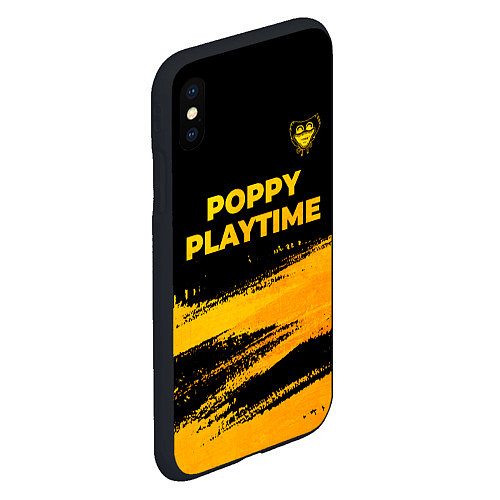 Чехол iPhone XS Max матовый Poppy Playtime - gold gradient посередине / 3D-Черный – фото 2