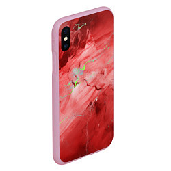 Чехол iPhone XS Max матовый Красный мрамор, цвет: 3D-розовый — фото 2