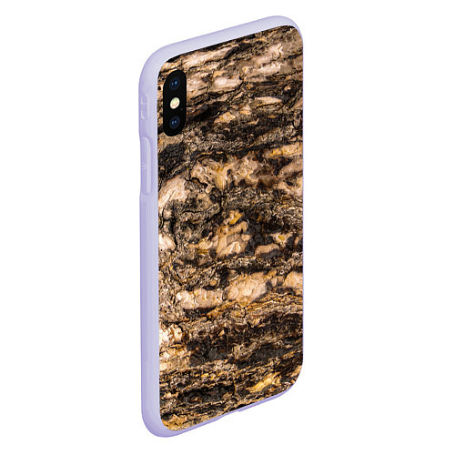 Чехол iPhone XS Max матовый Текстура коры сосны / 3D-Светло-сиреневый – фото 2