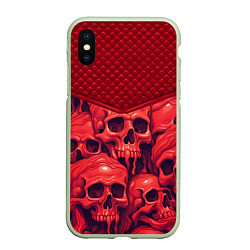 Чехол iPhone XS Max матовый Расплавленные красные черепа
