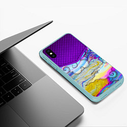 Чехол iPhone XS Max матовый Облака и спирали, цвет: 3D-мятный — фото 2