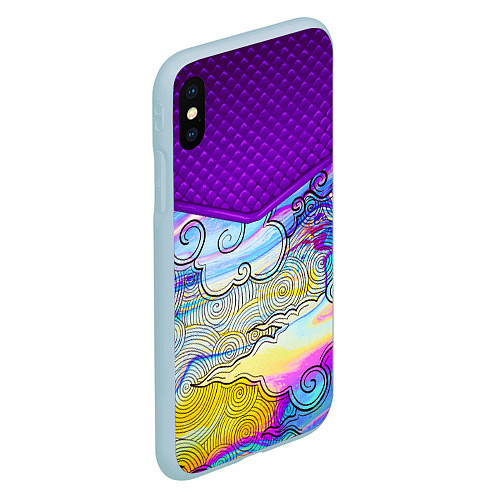 Чехол iPhone XS Max матовый Облака и спирали / 3D-Голубой – фото 2