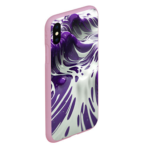 Чехол iPhone XS Max матовый Бело-фиолетовая краска / 3D-Розовый – фото 2