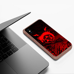 Чехол iPhone XS Max матовый Красный знак уроборос - Стальной алхимик, цвет: 3D-коричневый — фото 2